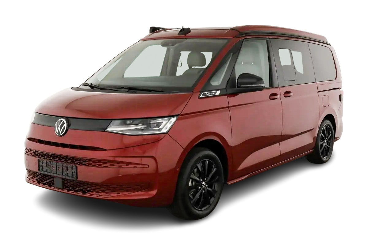 zu sehen: VW T7 California in Rot von Vorne